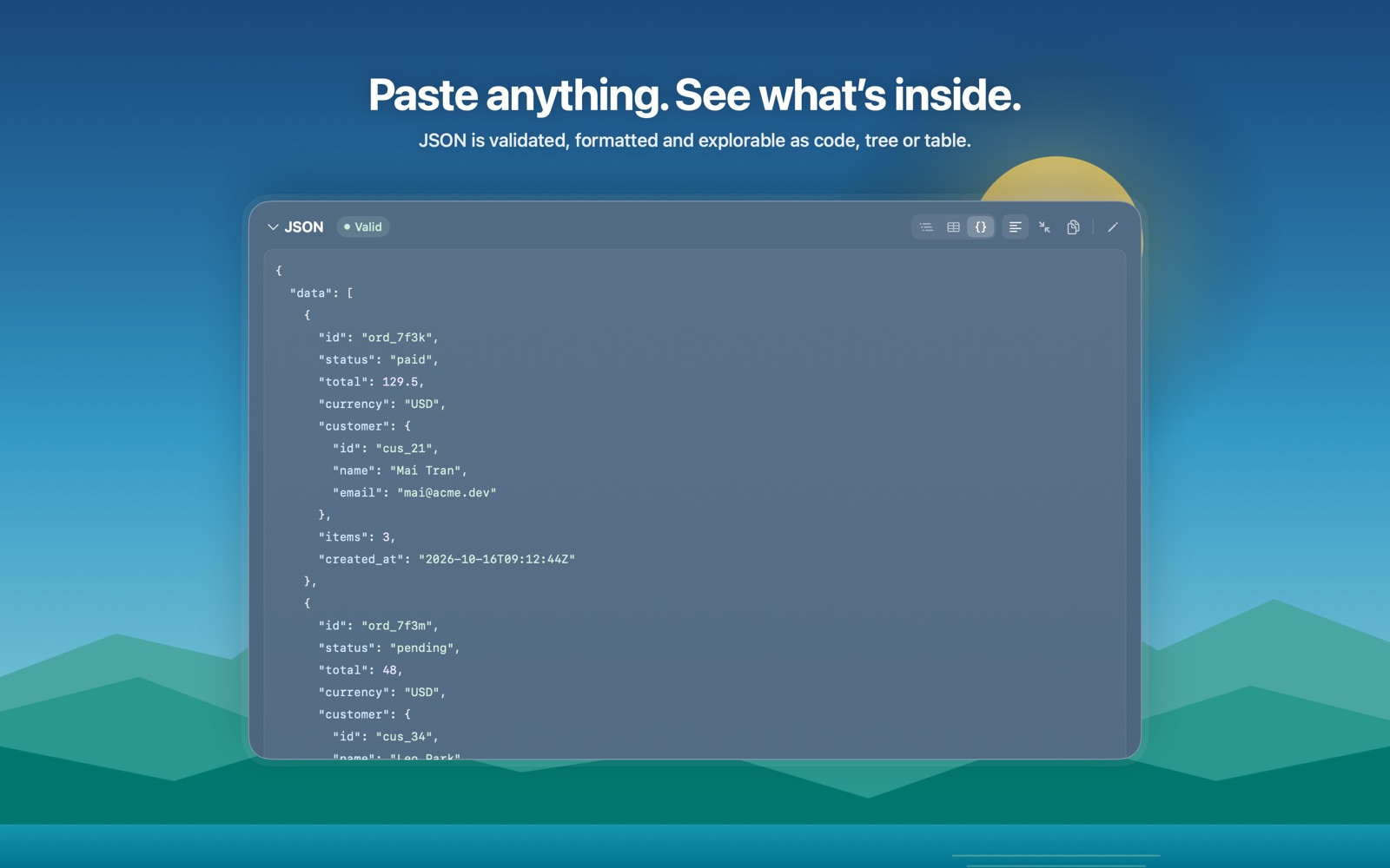 Formatted JSON